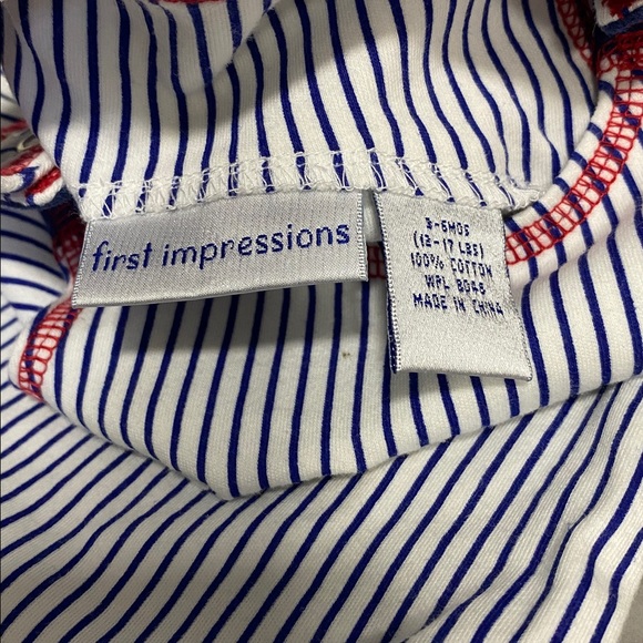 First Impressions Baby Baseball Romper‎ Retro Pinstripe 3–6M Cotton - Picture 2 of 9